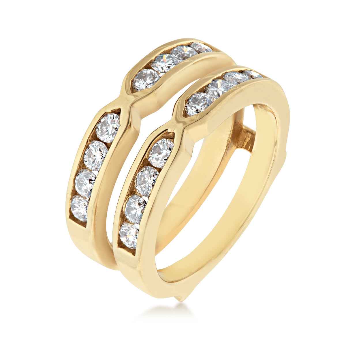 1 ct. tw. Double Round Channel Set Diamond Ring Enhancer in 14K Yellow Gold - W 1634D front view