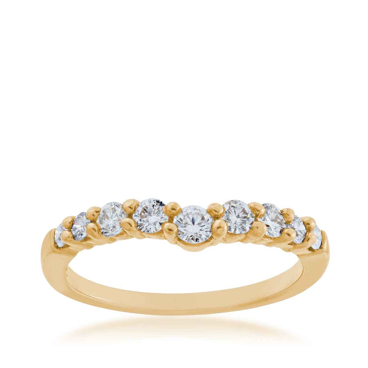 1/2 ct. tw. Round Curved Diamond Anniversary Band in 14K Yellow Gold