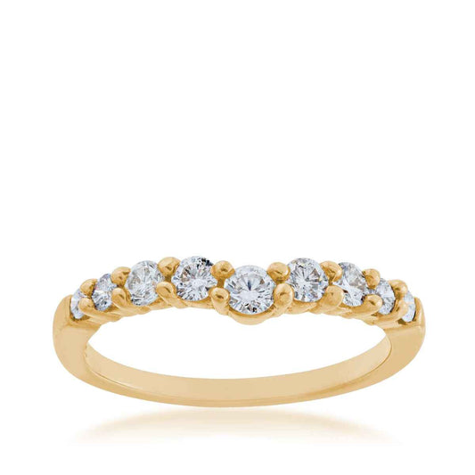1/2 ct. tw. Round Curved Diamond Anniversary Band in 14K Yellow Gold