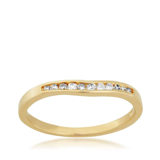 1/10 ct. tw. Round Closed Channel Curved Diamond Anniversary Band in 14K Yellow Gold - W 1806D