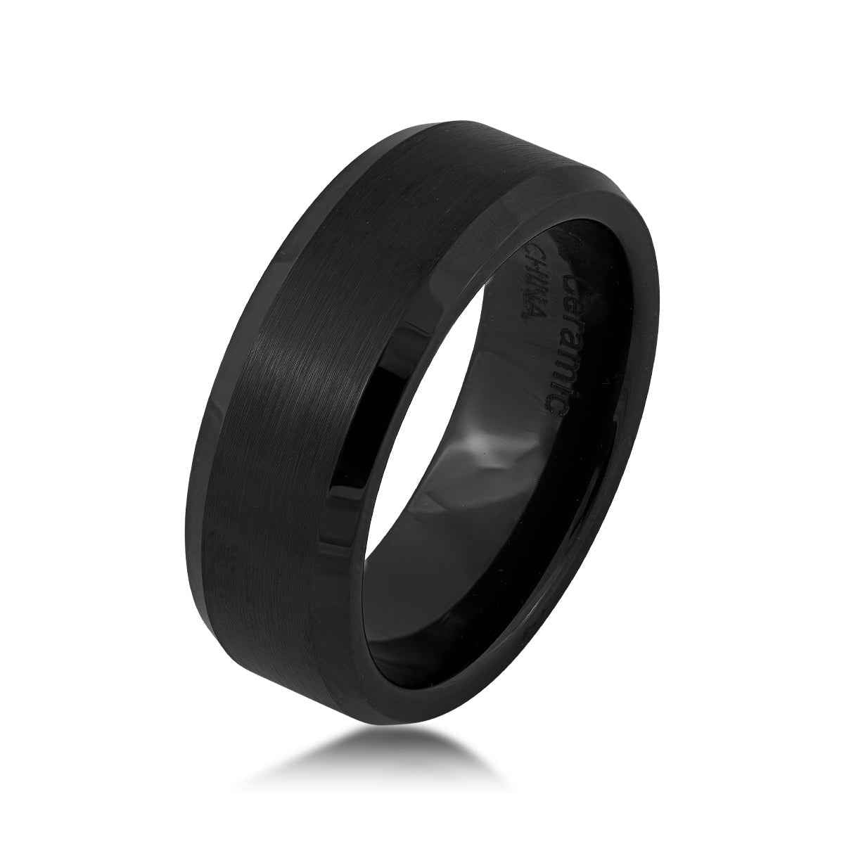 Men's Black Ceramic Wedding Band front view