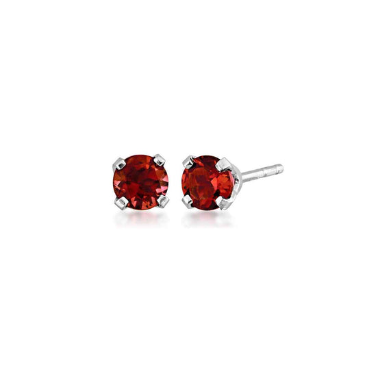 4mm Garnet Stud Earrings in 14K White Gold