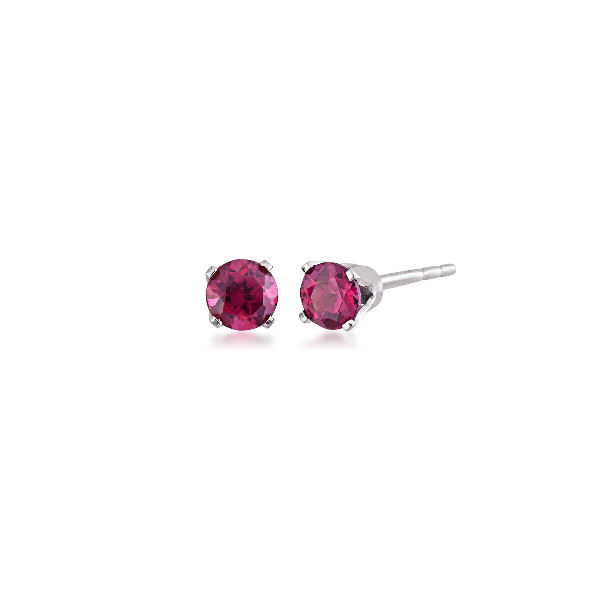3MM Genuine Round Ruby Stud Earrings in 14K White Gold