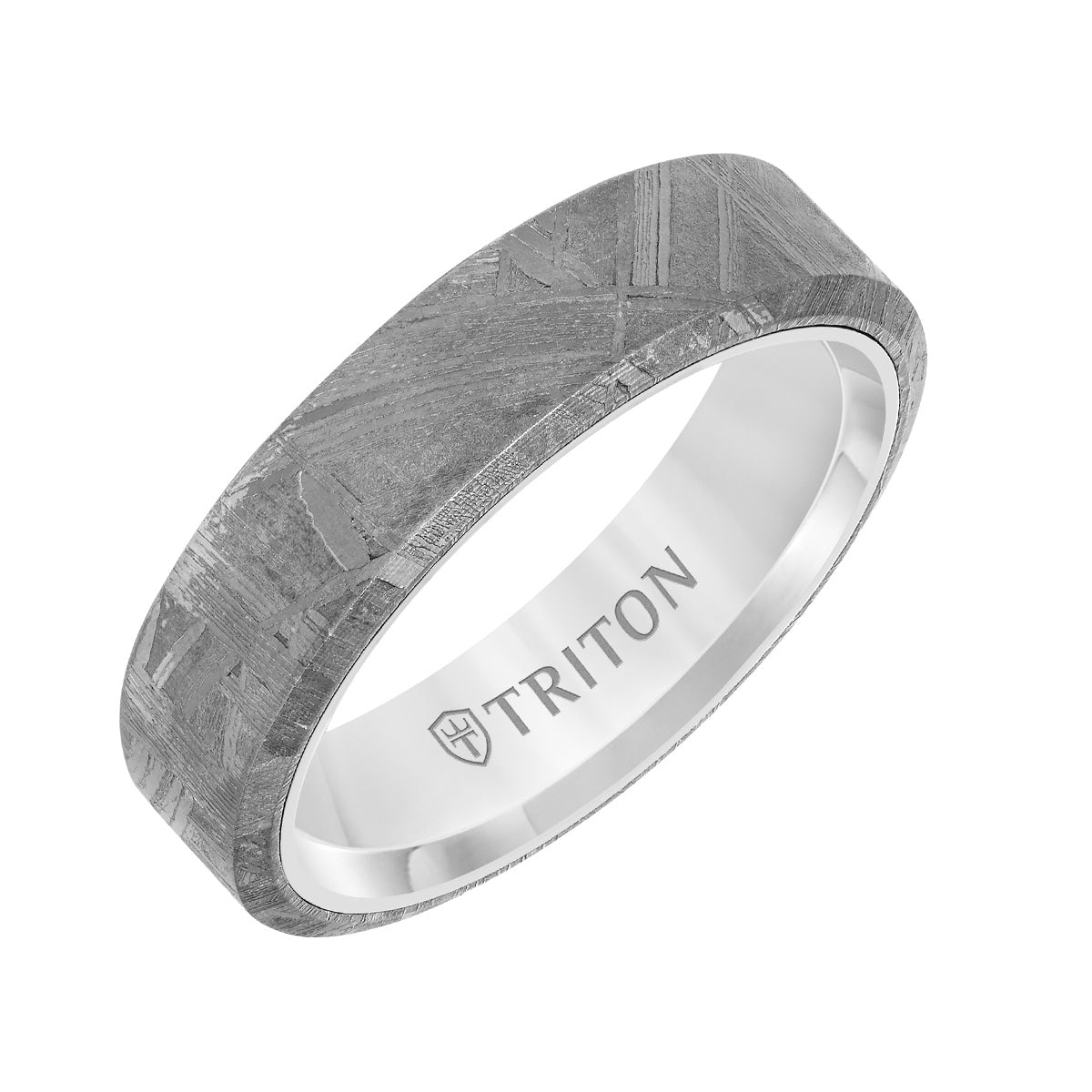Triton Men's 6mm Tungsten Meteorite Wedding Ring front view