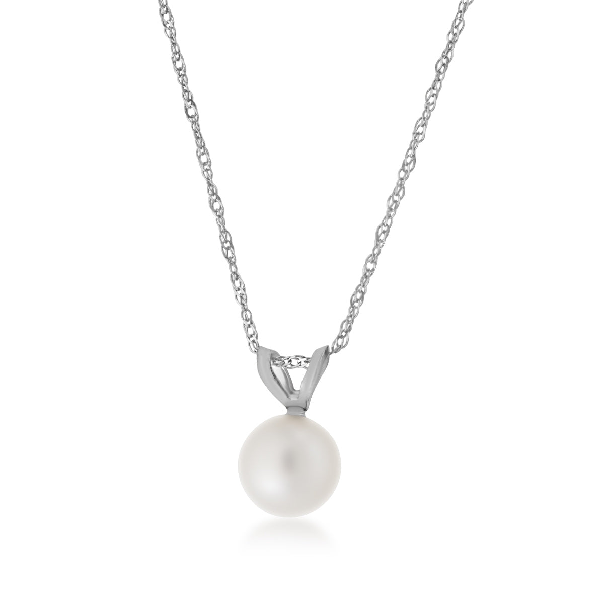 6-6.5mm Cultured Freshwater Pearl Pendant in 14K White Gold
