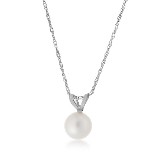 6-6.5mm Cultured Freshwater Pearl Pendant in 14K White Gold
