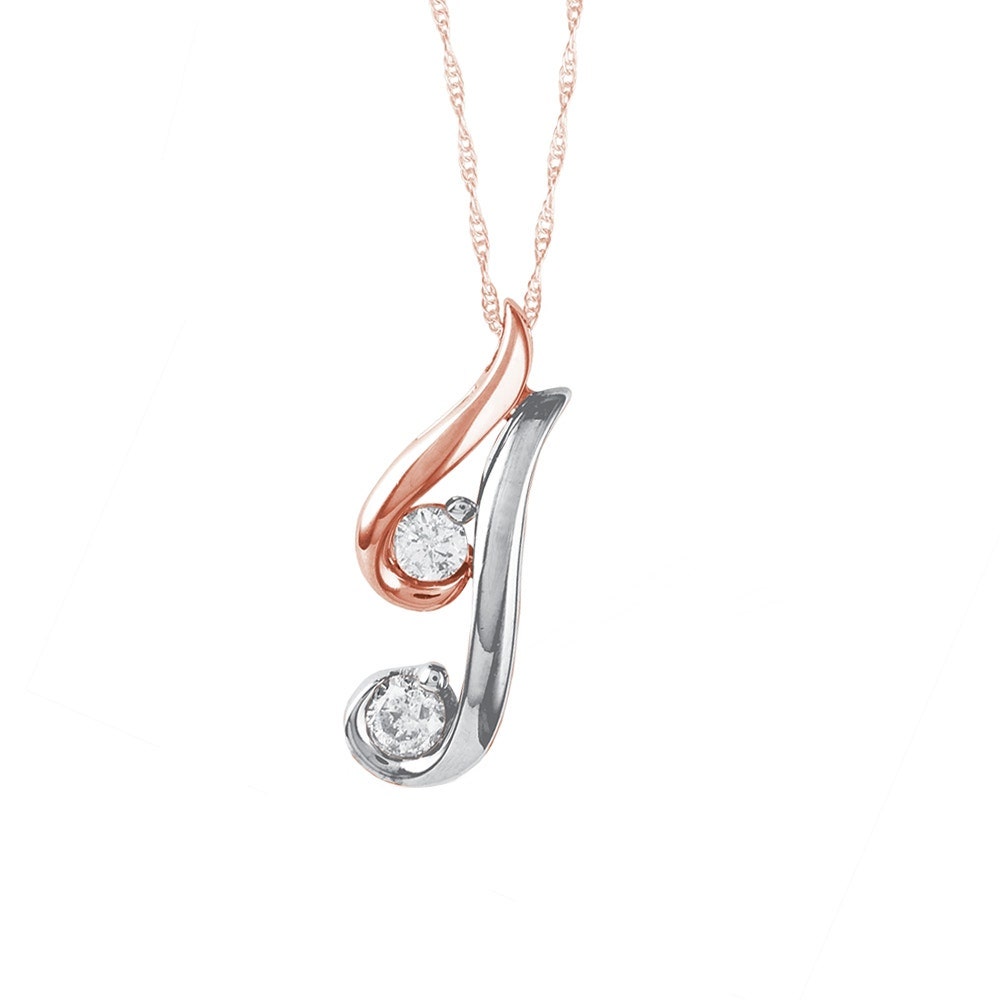 1/5 ct. tw. Round Diamond Double Hook Pendant in 10K Pink & White Gold