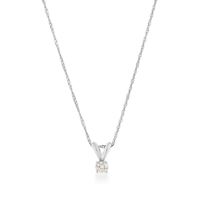1/10 ct. tw. AA Quality Round Brilliant Diamond Solitaire Pendant in 14K White Gold