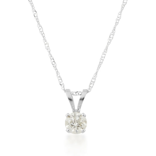 1/5 ct. tw. AA Quality Round Brilliant Diamond Solitaire Pendant in 14K White Gold