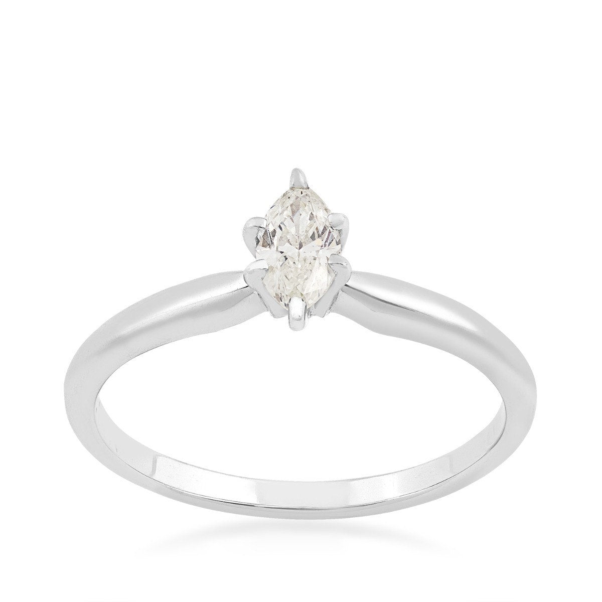 1/3 ct. tw. AA Quality Marquise Diamond Solitaire Engagement Ring in 14K White Gold