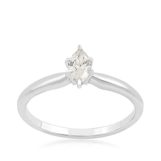 1/3 ct. tw. AA Quality Marquise Diamond Solitaire Engagement Ring in 14K White Gold