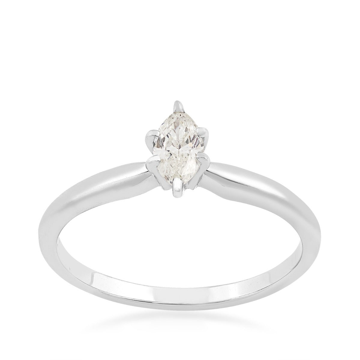 1/3 ct. tw. AAA Quality Marquise Diamond Solitaire Engagement Ring in 14K White Gold