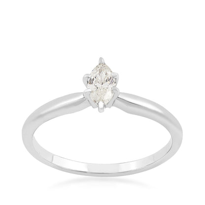 1/3 ct. tw. AAA Quality Marquise Diamond Solitaire Engagement Ring in 14K White Gold
