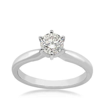 Natural 1 ct. tw. Round Brilliant Diamond Solitaire Engagement Ring in 14K White Gold
