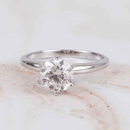 1-1/2 ct. tw. Round Brilliant Diamond Solitaire Engagement Ring in 14K White Gold close-up detail