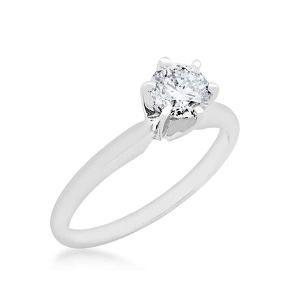 3/4 ct. tw. A Quality Round Brilliant Diamond Solitaire Engagement Ring in 14K White Gold front view