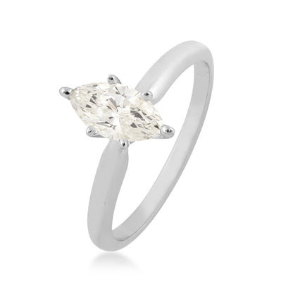 Natural 3/4 ct. tw. Marquise Diamond Solitaire Engagement Ring in 14K White Gold front view