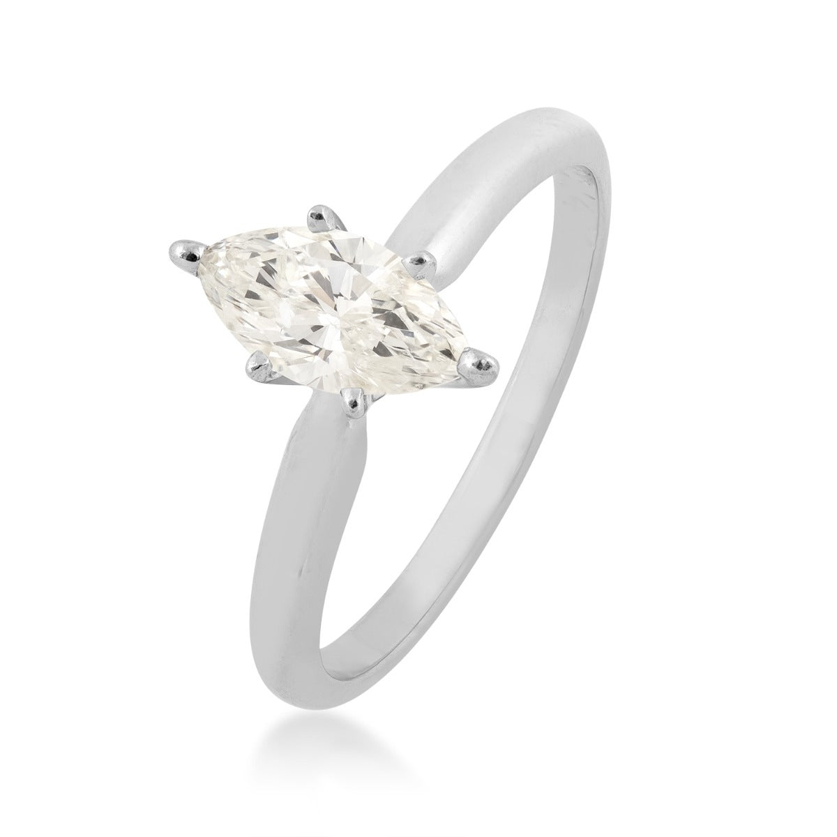 3/4 ct. tw. AAA Quality Marquise Diamond Solitaire Engagement Ring in 14K White Gold front view