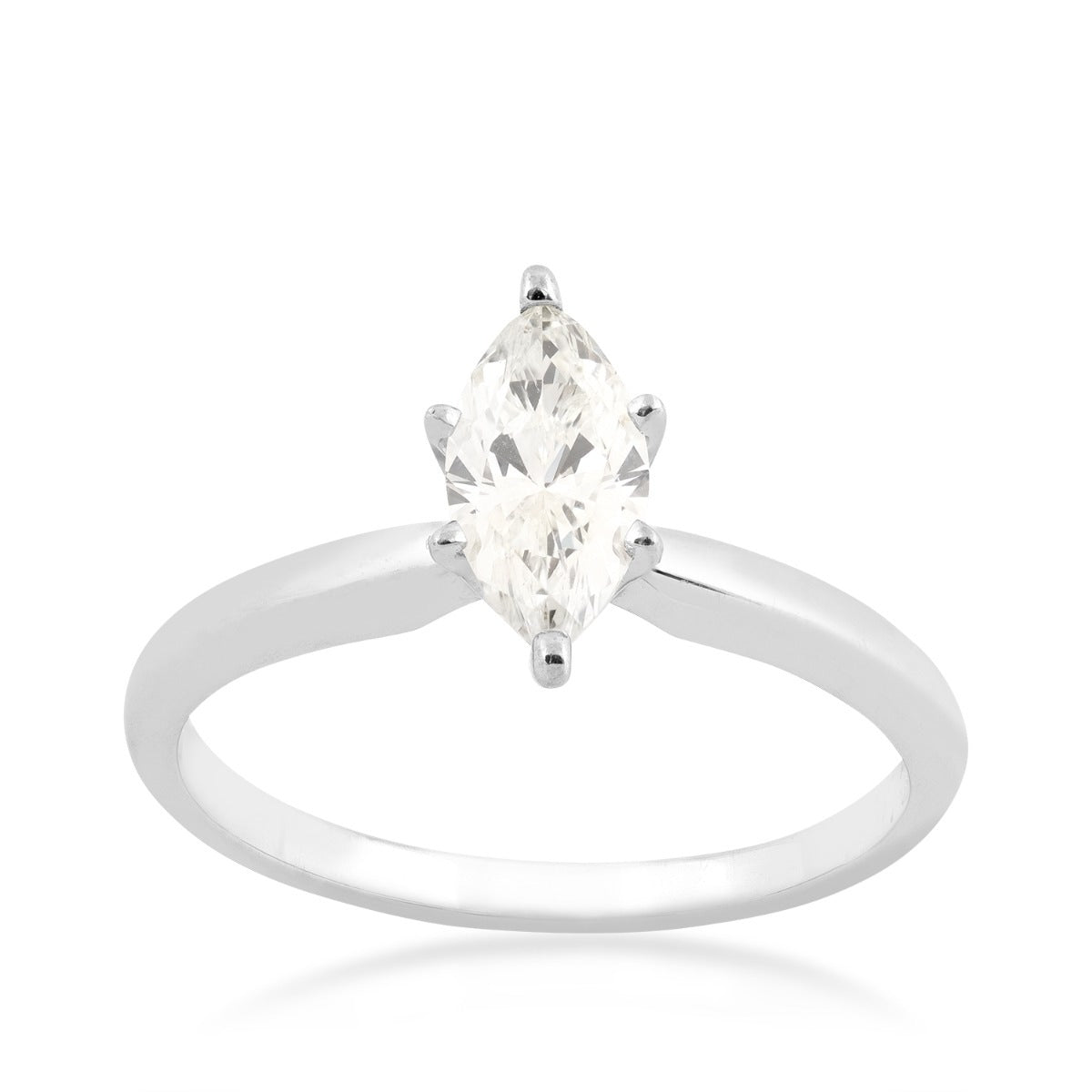 Natural 3/4 ct. tw. Marquise Diamond Solitaire Engagement Ring in 14K White Gold