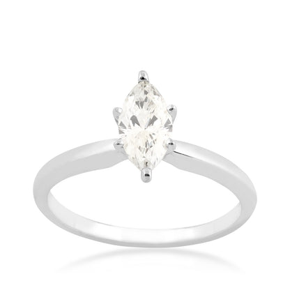 Natural 3/4 ct. tw. Marquise Diamond Solitaire Engagement Ring in 14K White Gold