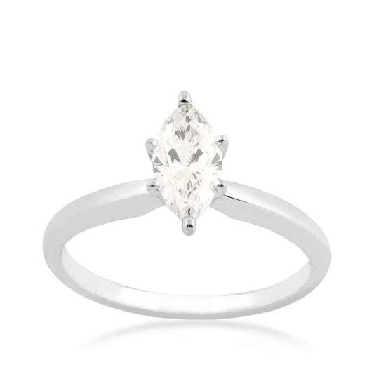 Natural 3/4 ct. tw. Marquise Diamond Solitaire Engagement Ring in 14K White Gold