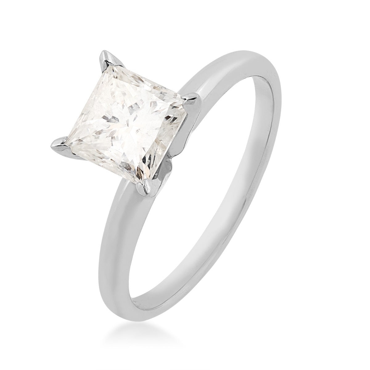 1-1/2 ct. tw. A Quality Princess Cut Solitaire Engagement Ring in 14K White Gold front view