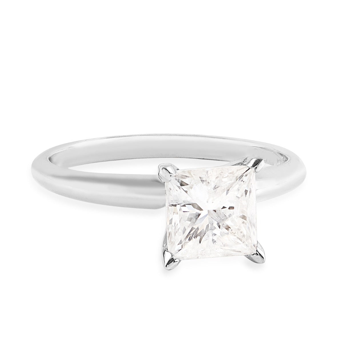 1-1/2 ct. tw. A Quality Princess Cut Solitaire Engagement Ring in 14K White Gold close-up detail