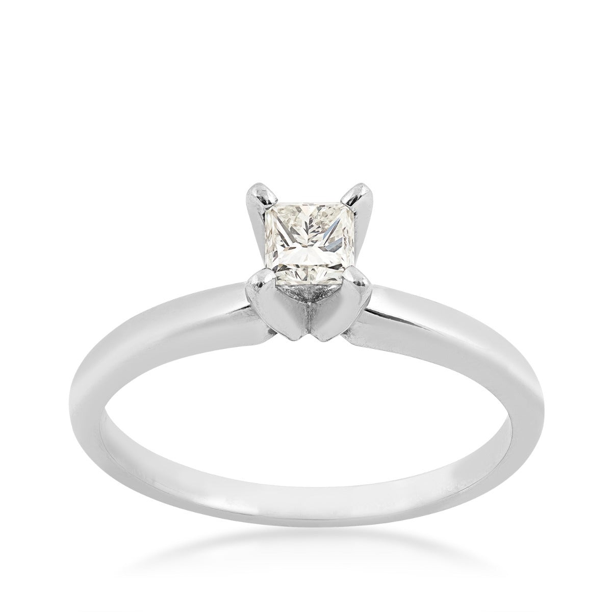 1/3 ct. tw. AAA Quality Princess Cut Diamond Solitaire Engagement Ring in 14K White Gold