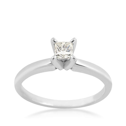1/3 ct. tw. AAA Quality Princess Cut Diamond Solitaire Engagement Ring in 14K White Gold