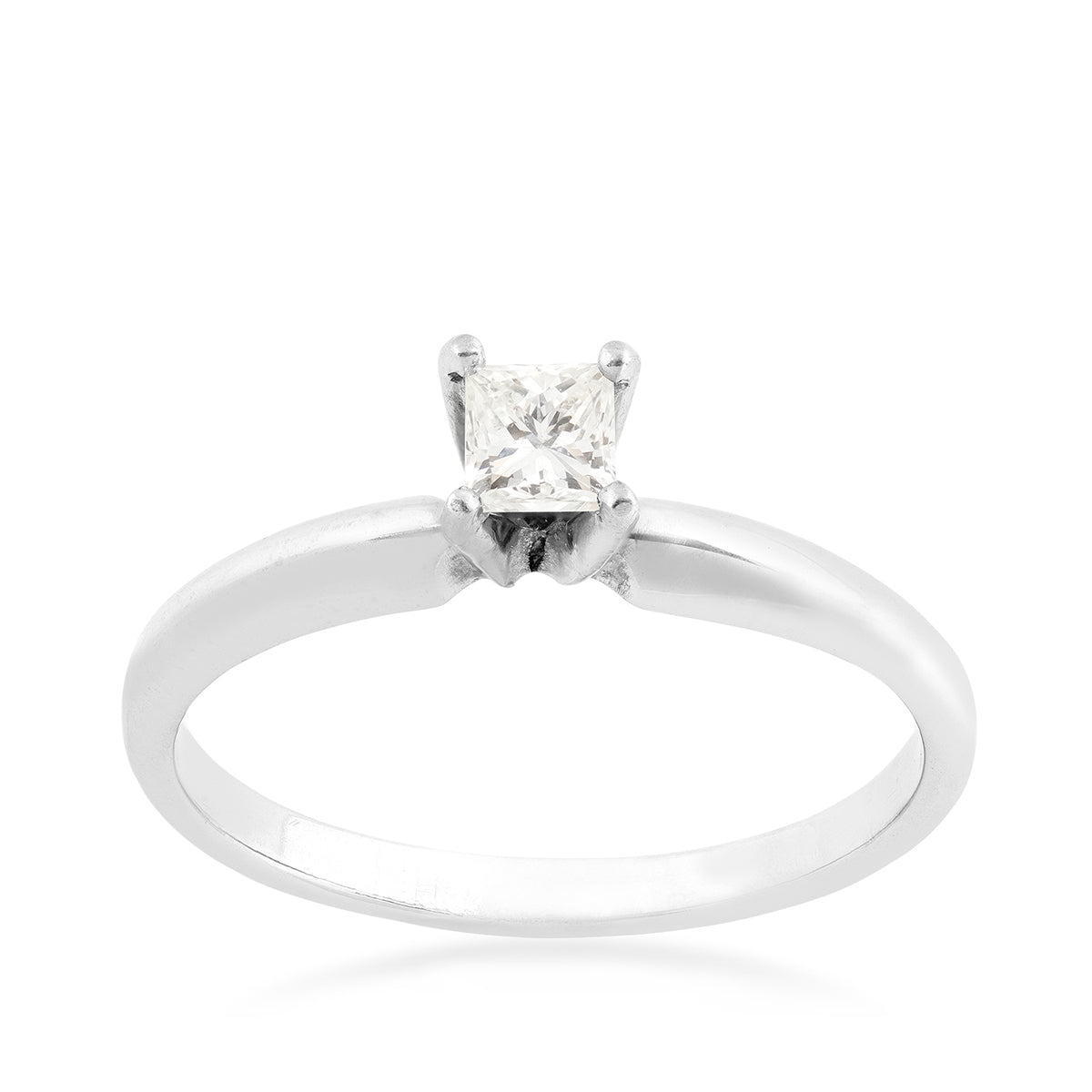 1/4 ct. tw. A Quality Princess Cut Diamond Solitaire Engagement Ring in 14K White Gold