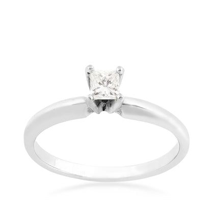 1/4 ct. tw. A Quality Princess Cut Diamond Solitaire Engagement Ring in 14K White Gold