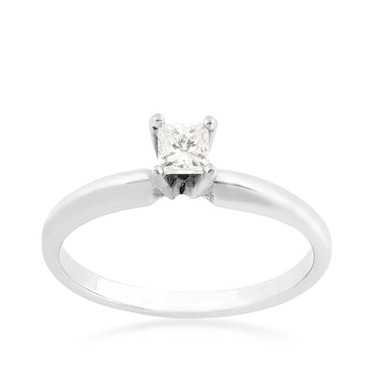 1/4 ct. tw. A Quality Princess Cut Diamond Solitaire Engagement Ring in 14K White Gold