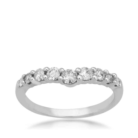 1/2 ct. tw. Round Chevron Style Diamond Anniversary Band in 14K White Gold