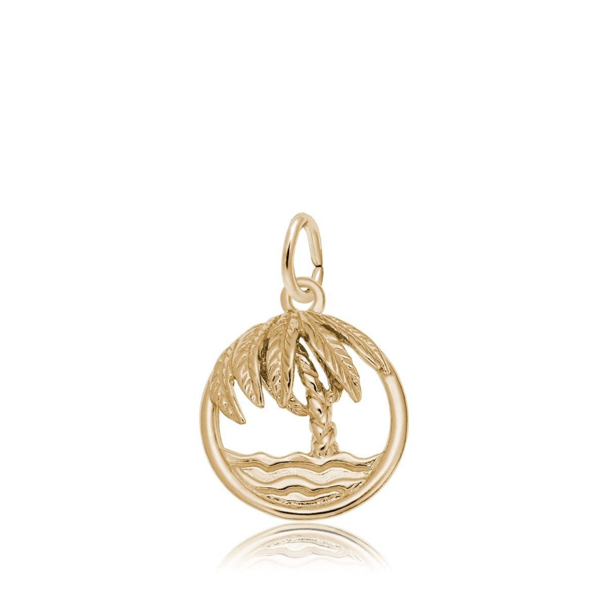 Beach Palm Tree Charm in 14K Yellow Gold