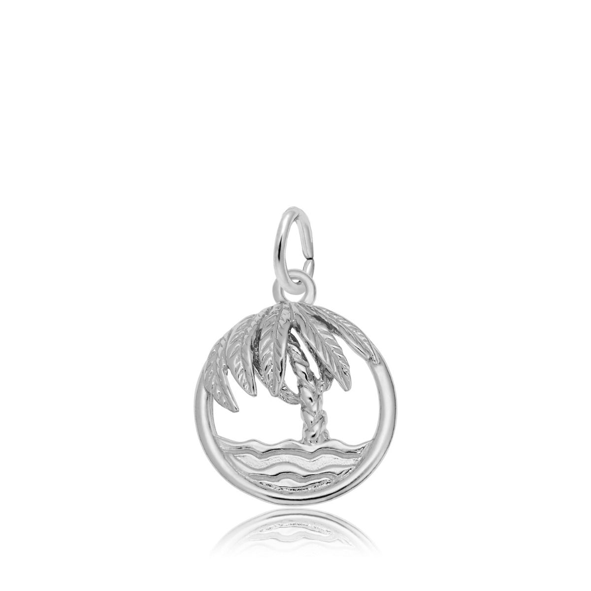Beach Palm Tree Charm in Sterling Silver