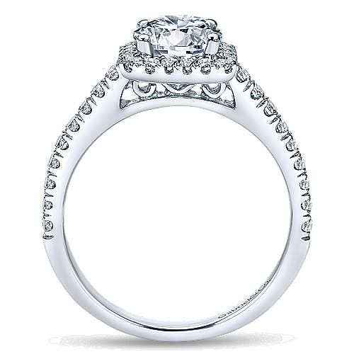 Gabriel & Co. 1/2 ct. Round Halo Semi-Mount Engagement Ring with Filigree Detailing in 14K White Gold front view