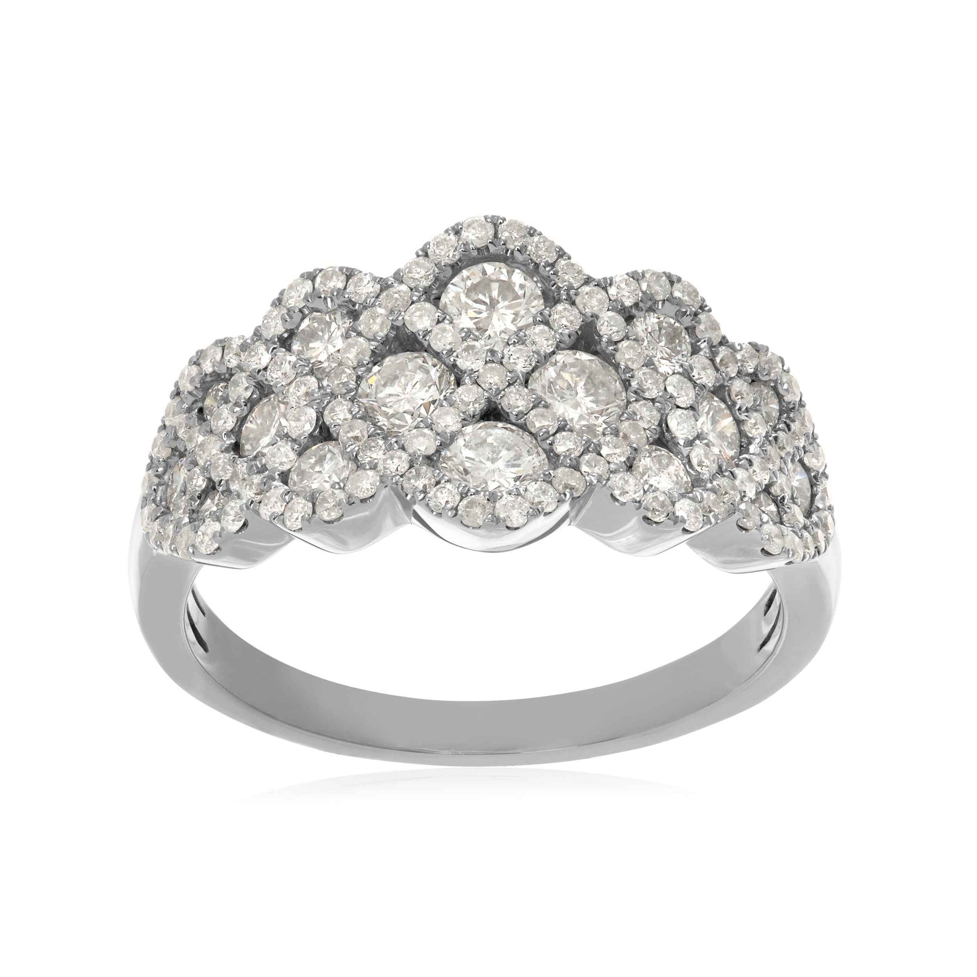 1-1/4 ct. tw. Round Diamond Fashion Ring with Crisscross Design in 10K White Gold