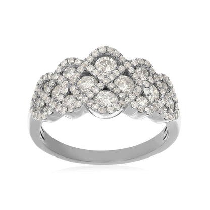 1-1/4 ct. tw. Round Diamond Fashion Ring with Crisscross Design in 10K White Gold