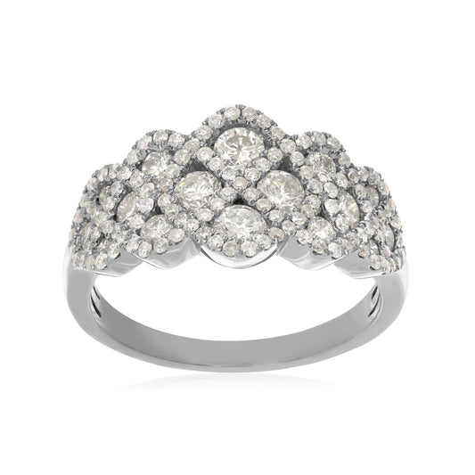 1-1/4 ct. tw. Round Diamond Fashion Ring with Crisscross Design in 10K White Gold