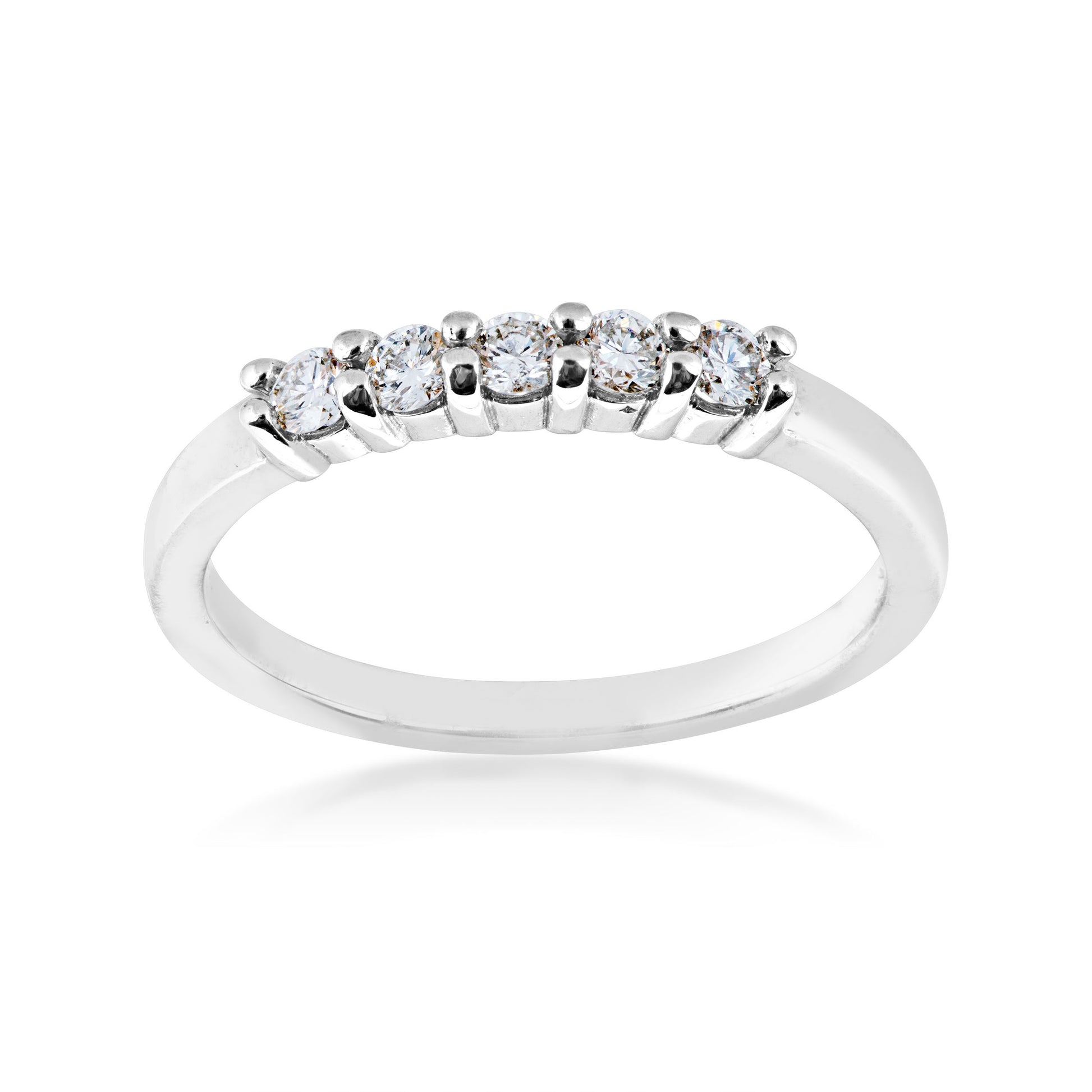 1/4 ct. tw. Round Brilliant 5-Stone Prong-Set Diamond Anniversary Band in 14K White Gold