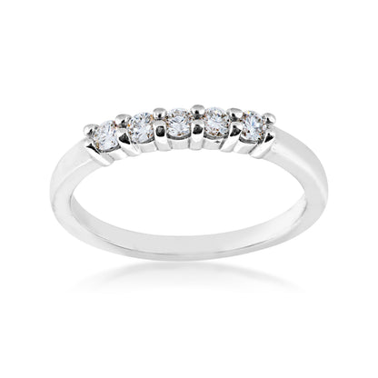 1/4 ct. tw. Round Brilliant 5-Stone Prong-Set Diamond Anniversary Band in 14K White Gold