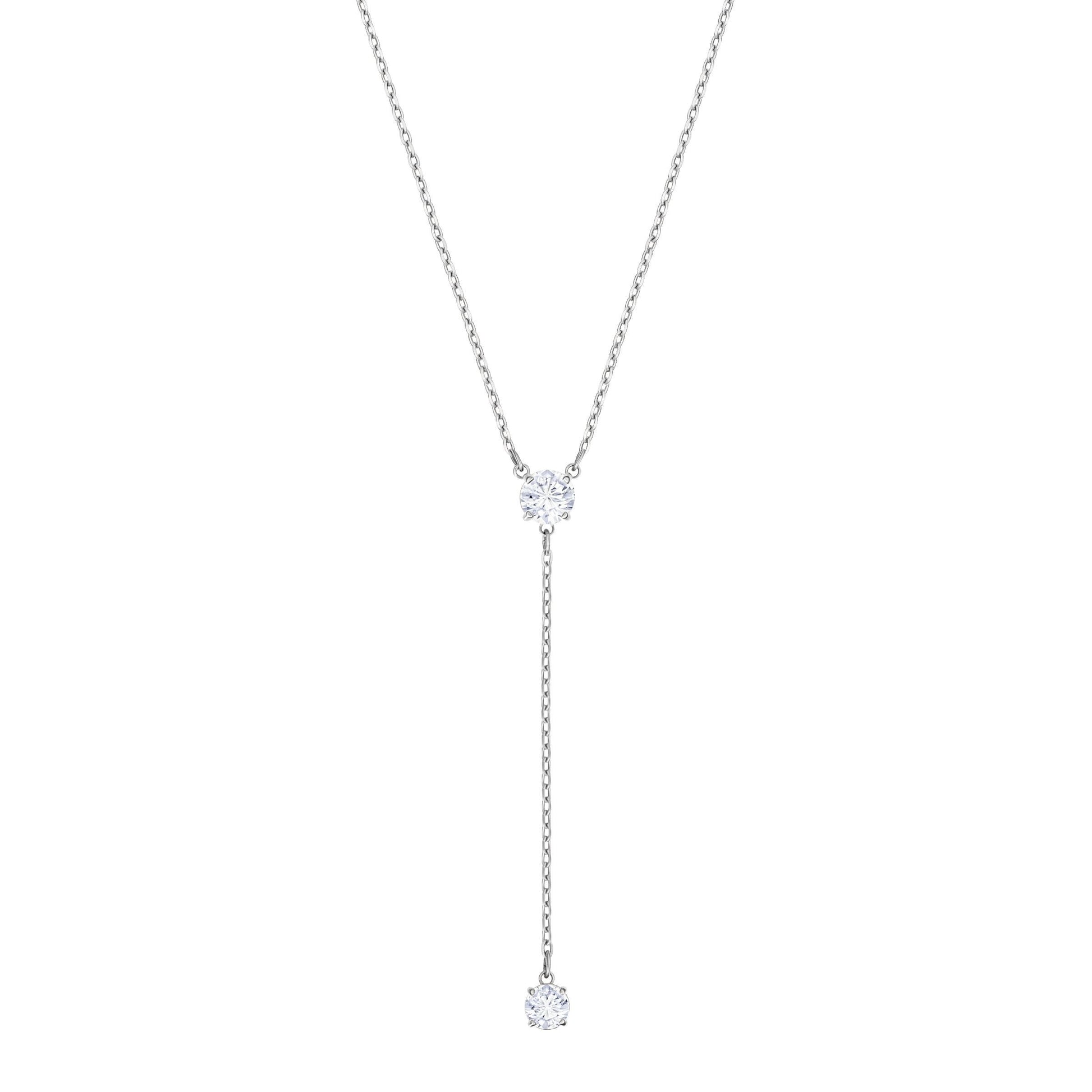 Swarovski Crystal 'Attract' Y-Neck Fashion Necklace in Rhodium Plating
