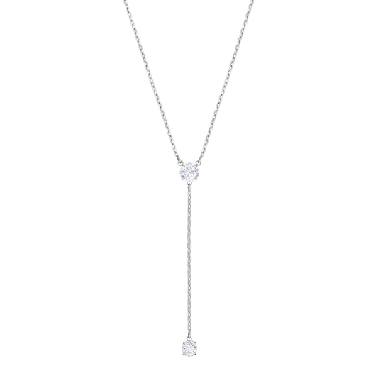 Swarovski Crystal 'Attract' Y-Neck Fashion Necklace in Rhodium Plating
