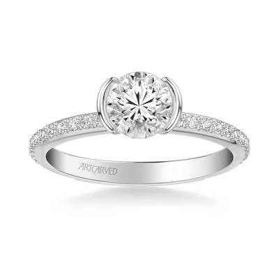 ArtCarved Contemporary 1/3 ct. tw. Diamond Semi-Mount Engagement Ring in 14K White Gold