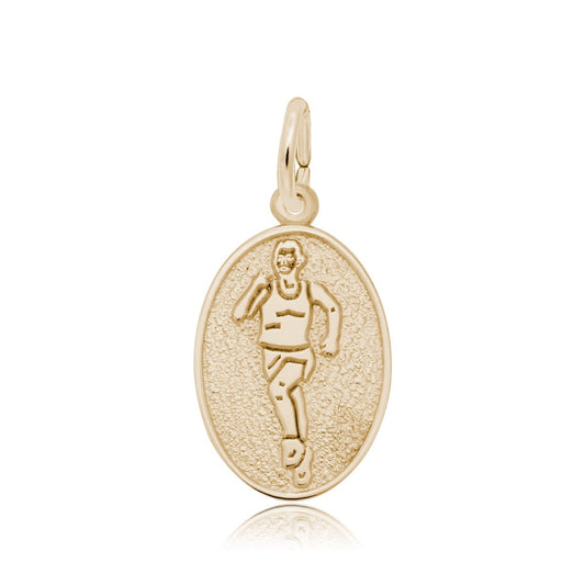 Runner Oval Disc Charm in 14K Yellow Gold
