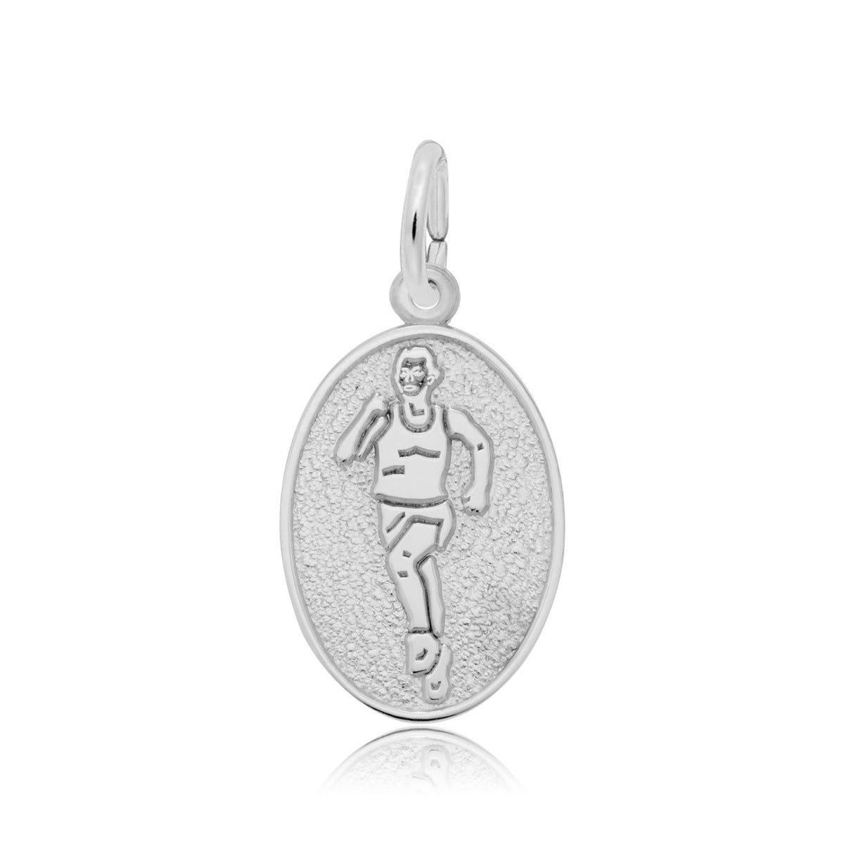 Runner Oval Disc Charm in Sterling Silver