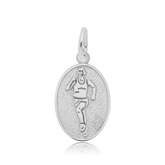 Runner Oval Disc Charm in Sterling Silver