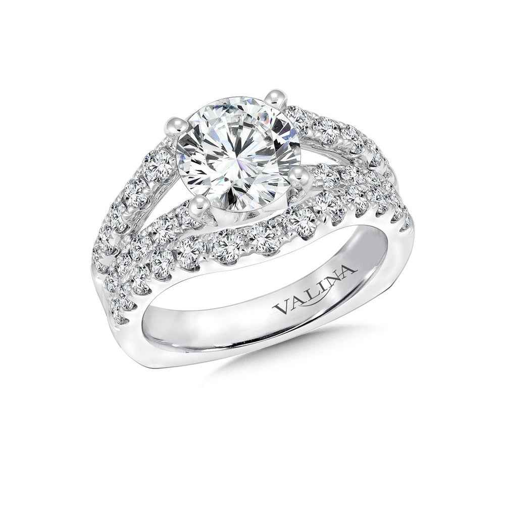 Valina 1-3/8 ct. tw. Diamond Split-Shank Semi-Mount Engagement Ring in 14K White Gold