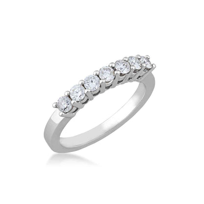 1/2 ct. tw. 7-Stone Round Brilliant Diamond Anniversary Band in 10K White Gold front view