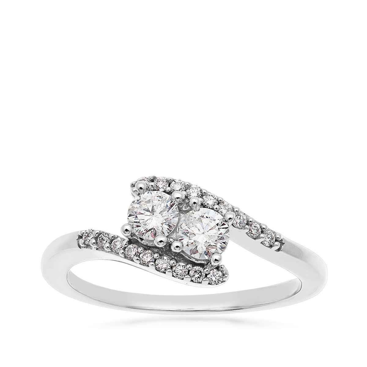 2BeLoved 1/2 ct. tw. 2 Stone Round Diamond Ring in 10K White Gold